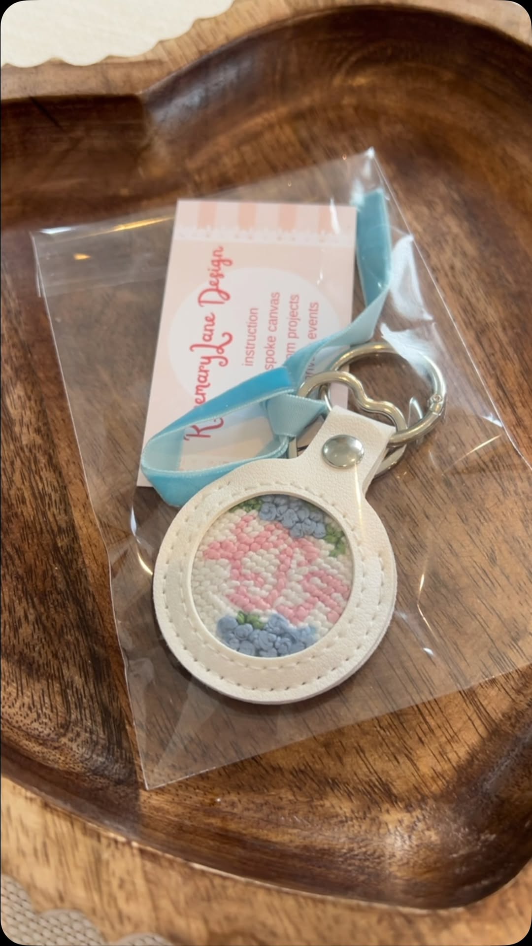 A finished key fob from a Rosemary Lane kit